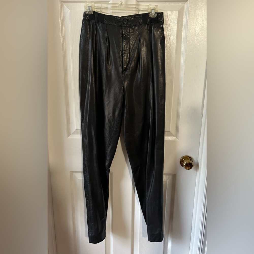 Maglia Thick Black pleated leather pants for motorcycle riding, Size 4